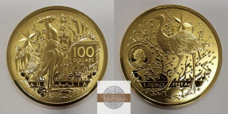 Australien  100 Dollars MM-Frankfurt Feingold: 31,1g Coat of Arms 2021 