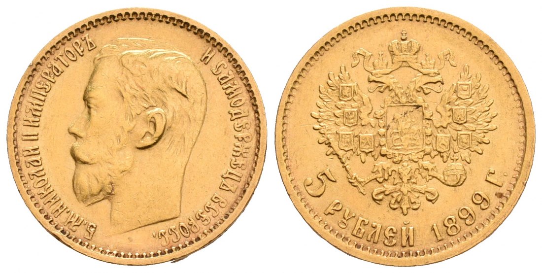 PEUS 6208 Russland 3,87 g Feingold. Zar Nikolaus II. (1894 - 1917) 5 Rubel GOLD 1899 ФЗ (FS) Kl. Kratzer, Vorzüglich