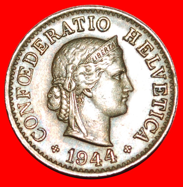 * LIBERTY (1879-2021): SWITZERLAND ★ 5 RAPPEN 1944B! WAR ISSUE (1939-1945)! LOW START! ★ NO RESERVE!