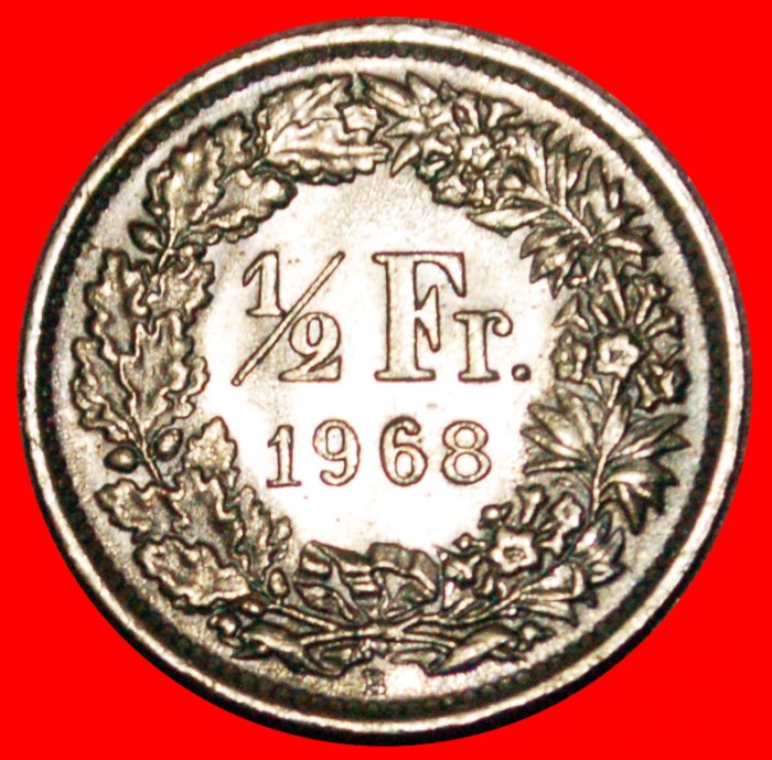 * OHNE ZUSÄTZLICHEM STERN (1968-2021): SCHWEIZ ★ 1/2 FRANKEN 1968B! OHNE VORBEHALT!