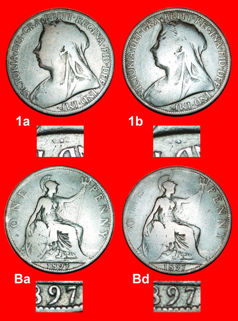  * HERRIN DER SEEN (1895-1901): GROSSBRITANNIEN ★ PENNY 1897 VICTORIA (1837-1901)! UNVERÖFFENTLICHT!   