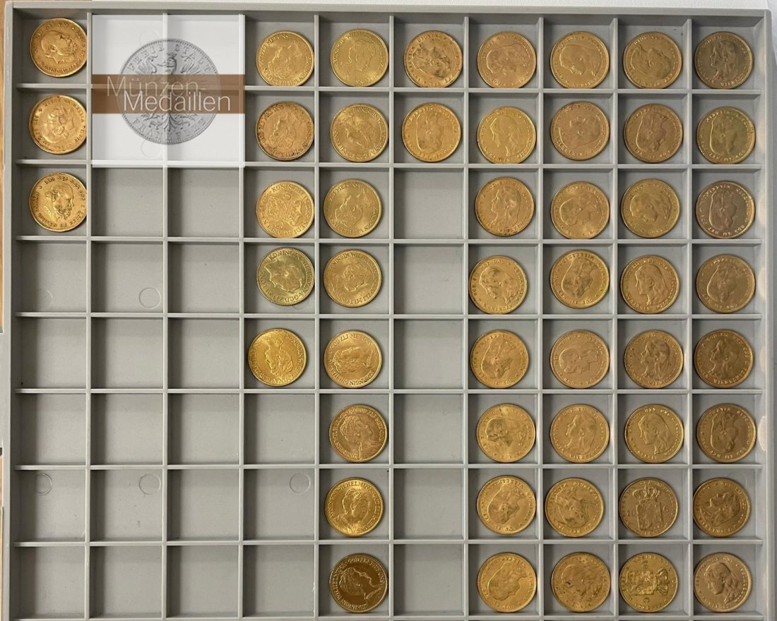 Niederlande MM-Frankfurt Feingewicht: 303g Gold 50 Stück 10 Gulden 1875 -1933 sehr schön - vorzüglich