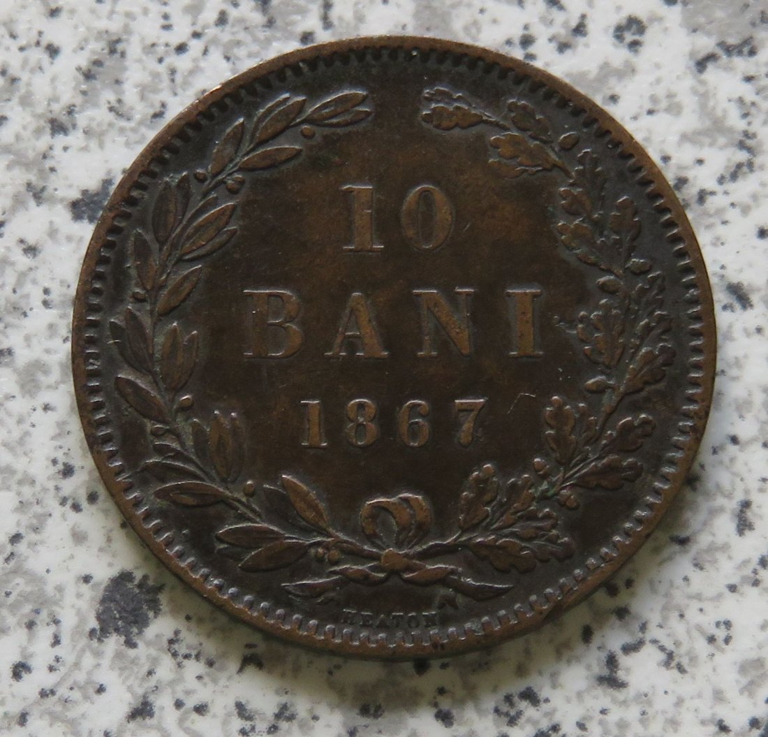  Rumänien 10 Bani 1867 Heaton   