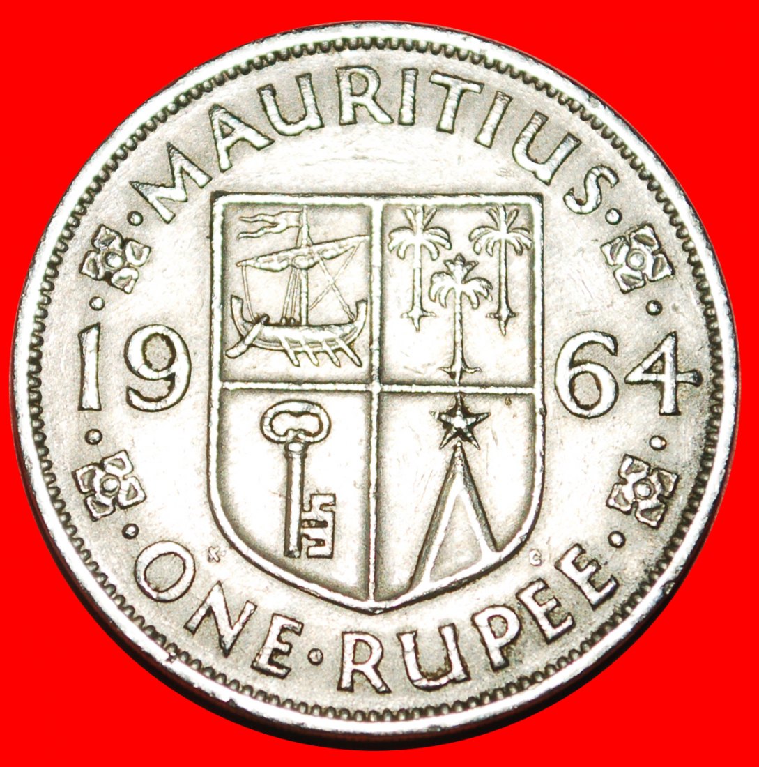  * SHIP: MAURITIUS ★ 1 RUPEE 1964 UNCOMMON! LOW START ★ NO RESERVE!   