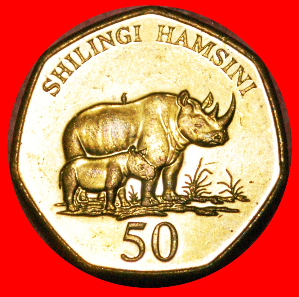  * SIEBENECK NASHORN (1996-2015):TANSANIA ★ 50 SHILINGI 2012 uSTG STEMPELGLANZ! OHNE VORBEHALT!   