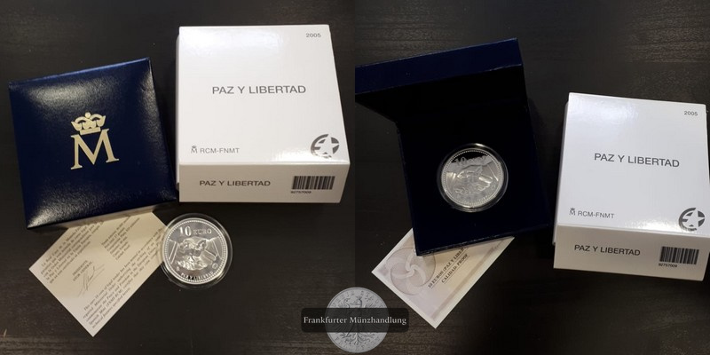  Spanien,  10 Euro 2004  Peace and Liberty in Europe  FM-Frankfurt    Feisilber: 24,98g   