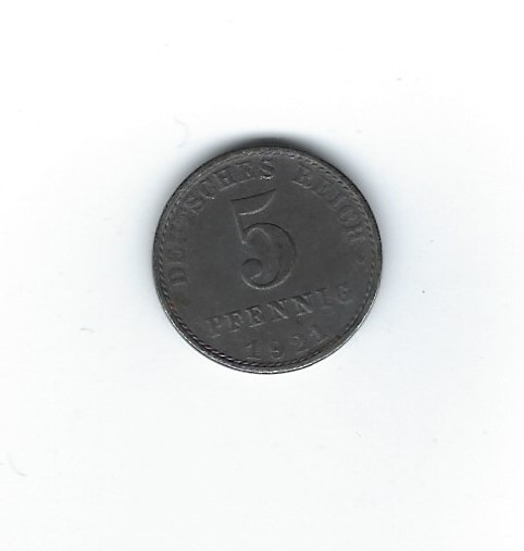  Deutsches Reich 5 Pfennig 1921 A   