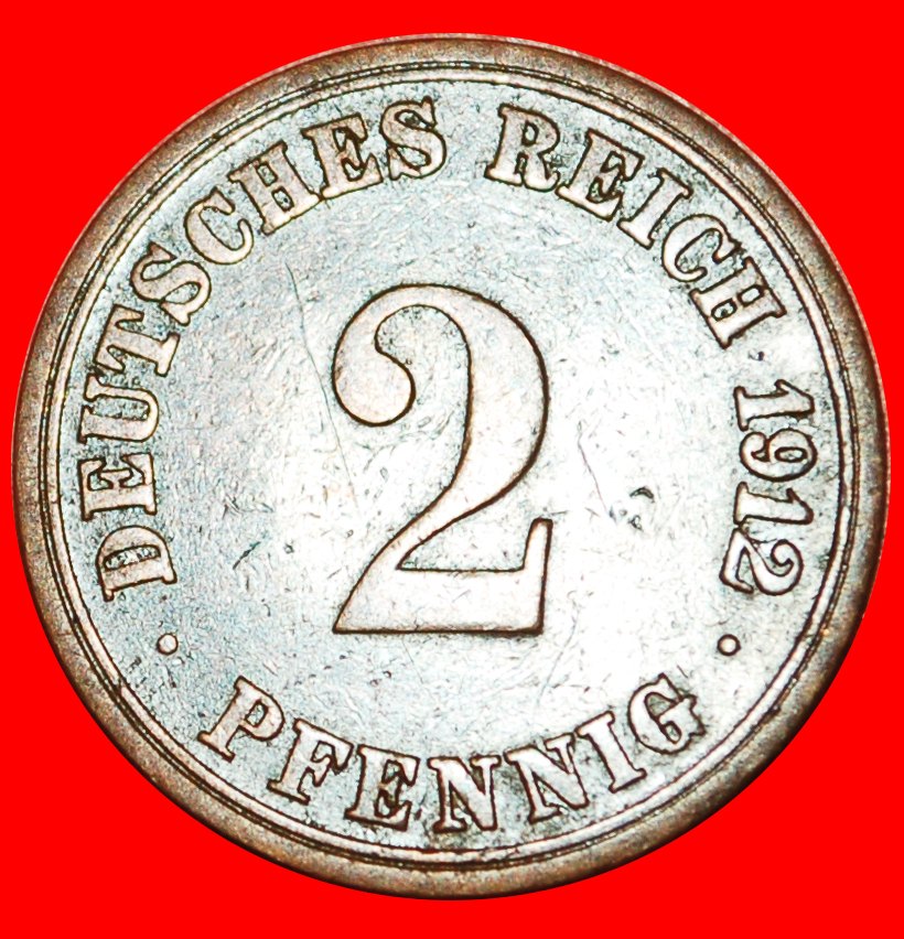  * ADLER (1904-1916): DEUTSCHLAND ★ 2 PFENNIG 1912A! Wilhelm II. (1888-1918) OHNE VORBEHALT!   