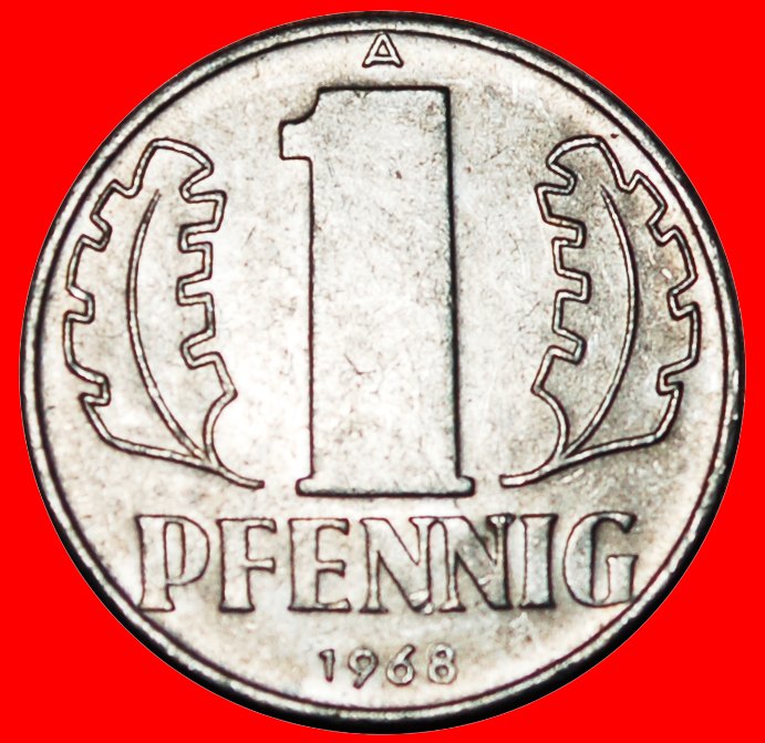  * USSR: GERMANY ★ 1 PFENNIG 1968A MINT LUSTRE! DISCOVERY COIN! LOW START ★ NO RESERVE!   