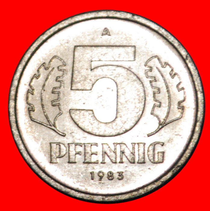 * HAMMER UND ZIRKEL (1968-1990): DEUTSCHLAND DDR★ 5 PFENNIG 1983A VZGL STEMPELGLANZ! OHNE VORBEHALT!