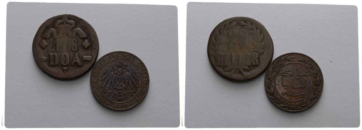  Deutsche Kolonien: Deutsch-Ostafrika; 2 Kleinmünzen   