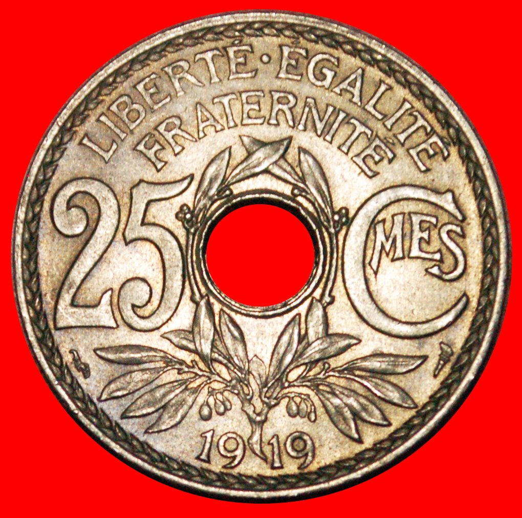  * 3. REPUBLIK (1870-1940): FRANKREICH ★ 25 CENTIMES 1919 INTERESSANTES JAHR! OHNE VORBEHALT!   