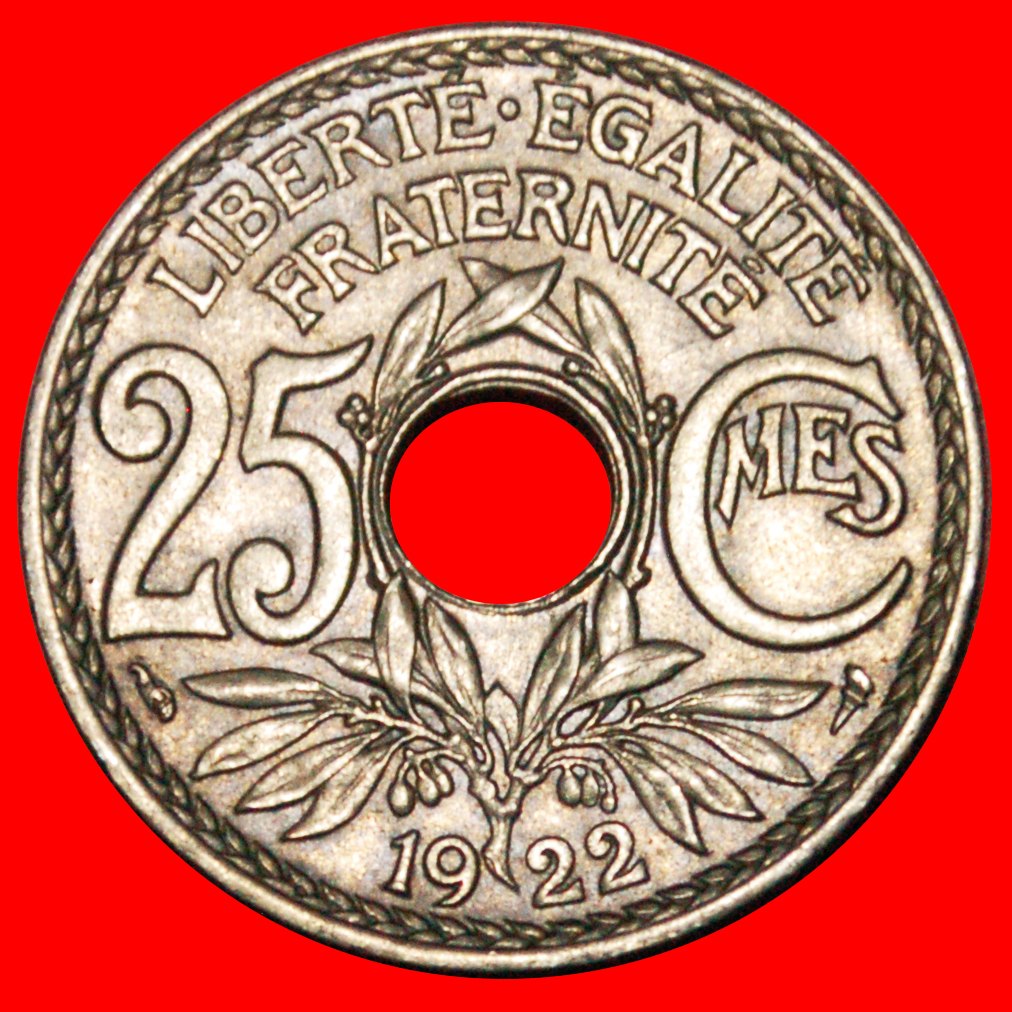  * 3. REPUBLIK (1870-1940): FRANKREICH ★ 25 CENTIMES 1922! OHNE VORBEHALT!   