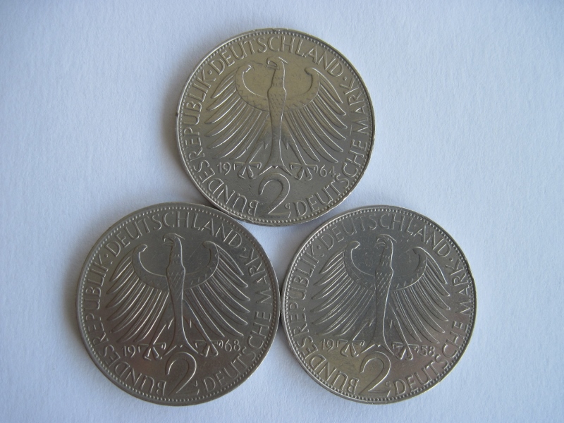  Deutschland 3 x 2 DM Max Planck 1958 G, 1964 G, 1968 j   