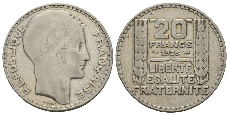  Frankreich; 20 Francs, 1929   