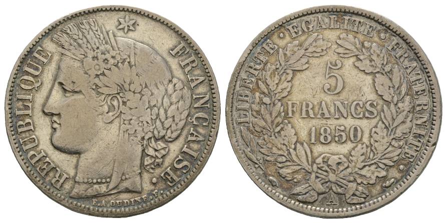  Frankreich; 5 Francs, 1850   