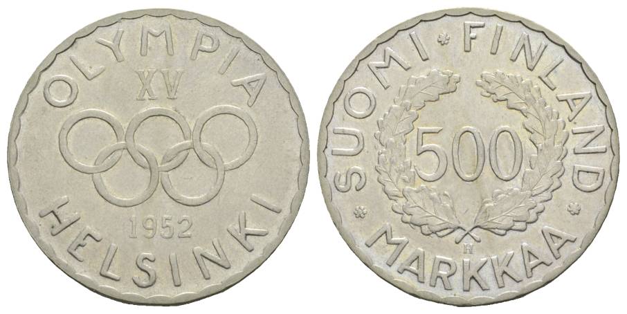  Finland; XV Olypiade 1952, 500 Markkaa   