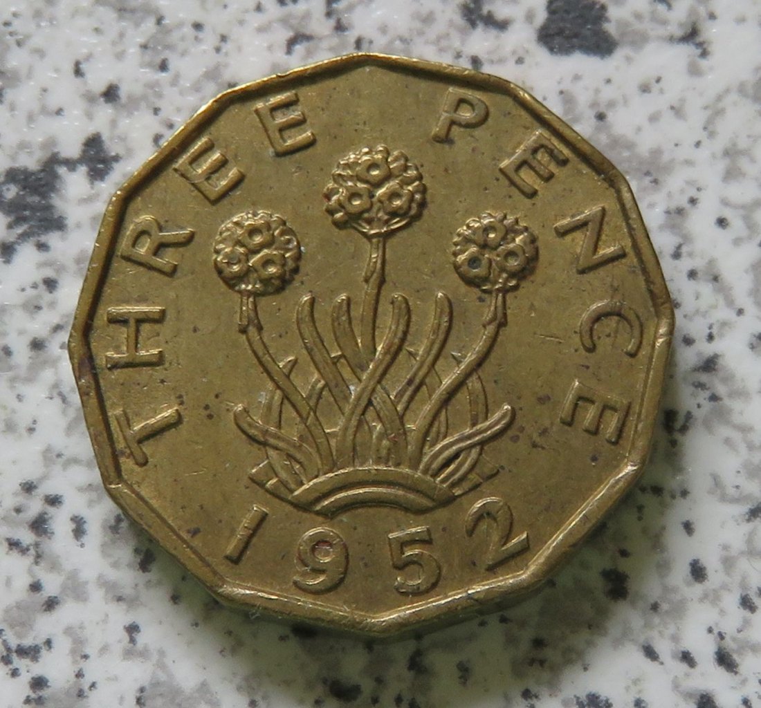  Großbritannien 3 Pence 1952   
