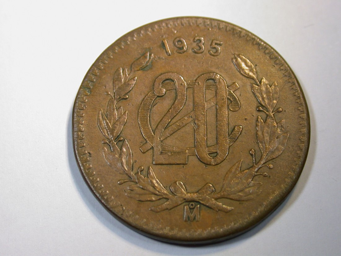  F13  Mexico  20 Centavos Bronze 1935 in f.vz    Originalbilder   