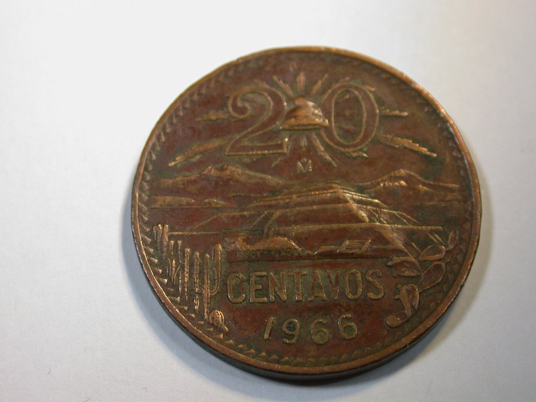 F13 Mexico 20 Centavos 1966 in ss+ Originalbilder
