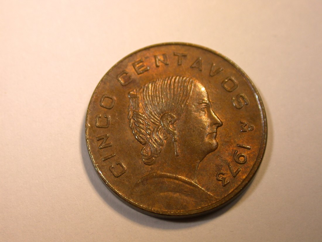 F13 Mexico 5 Centavos 1973 in vz-st/f.st Originalbilder