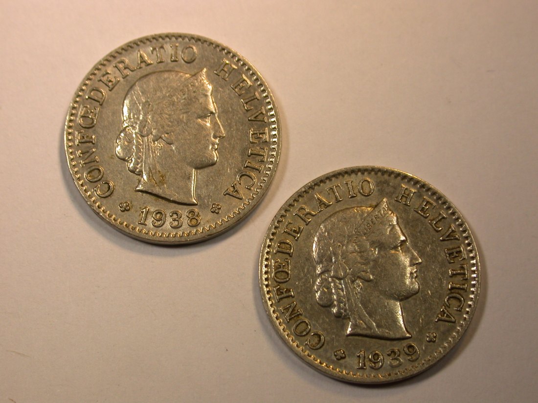 F13 Schweiz 5 Rappen 1939 und 1939 2 Stück in ss+ Originalbilder