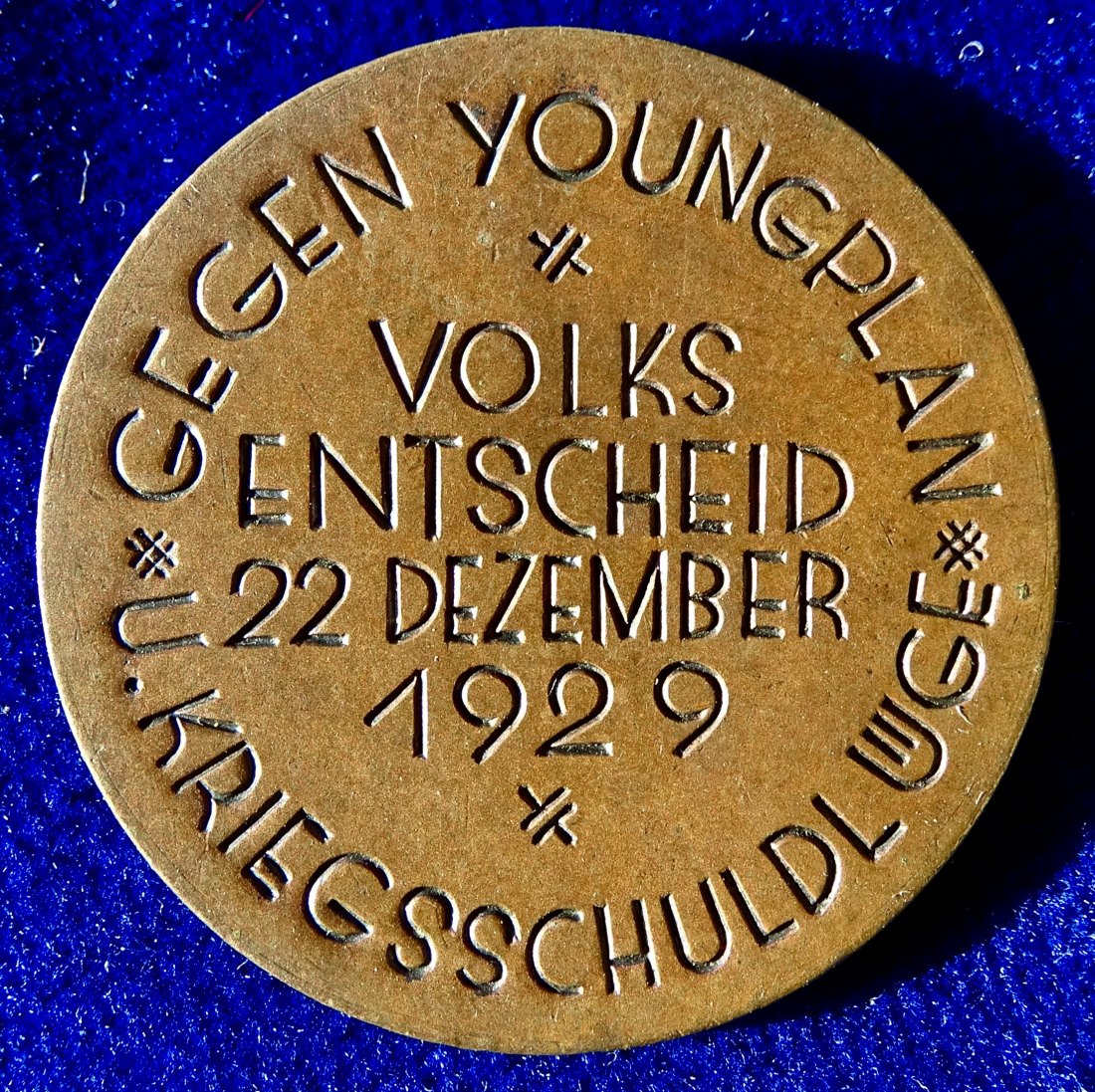  Volksentscheid gegen den Young-Plan 1929 Propaganda- Medaille 1929   