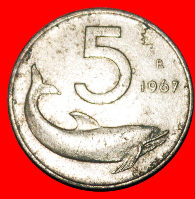  * DOLPHIN (1951-2001): ITALY ★ 5 LIRAS 1967R!!! LOW START ★ NO RESERVE!   