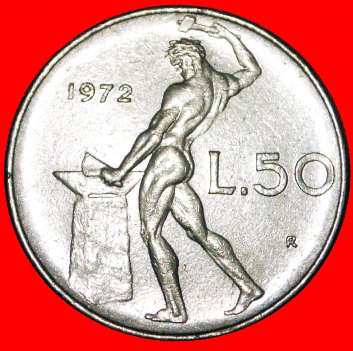 * VULCAN (1954-1989): ITALY ★ 50 LIRAS 1972R MINT LUSTRE! LOW START ★ NO RESERVE!