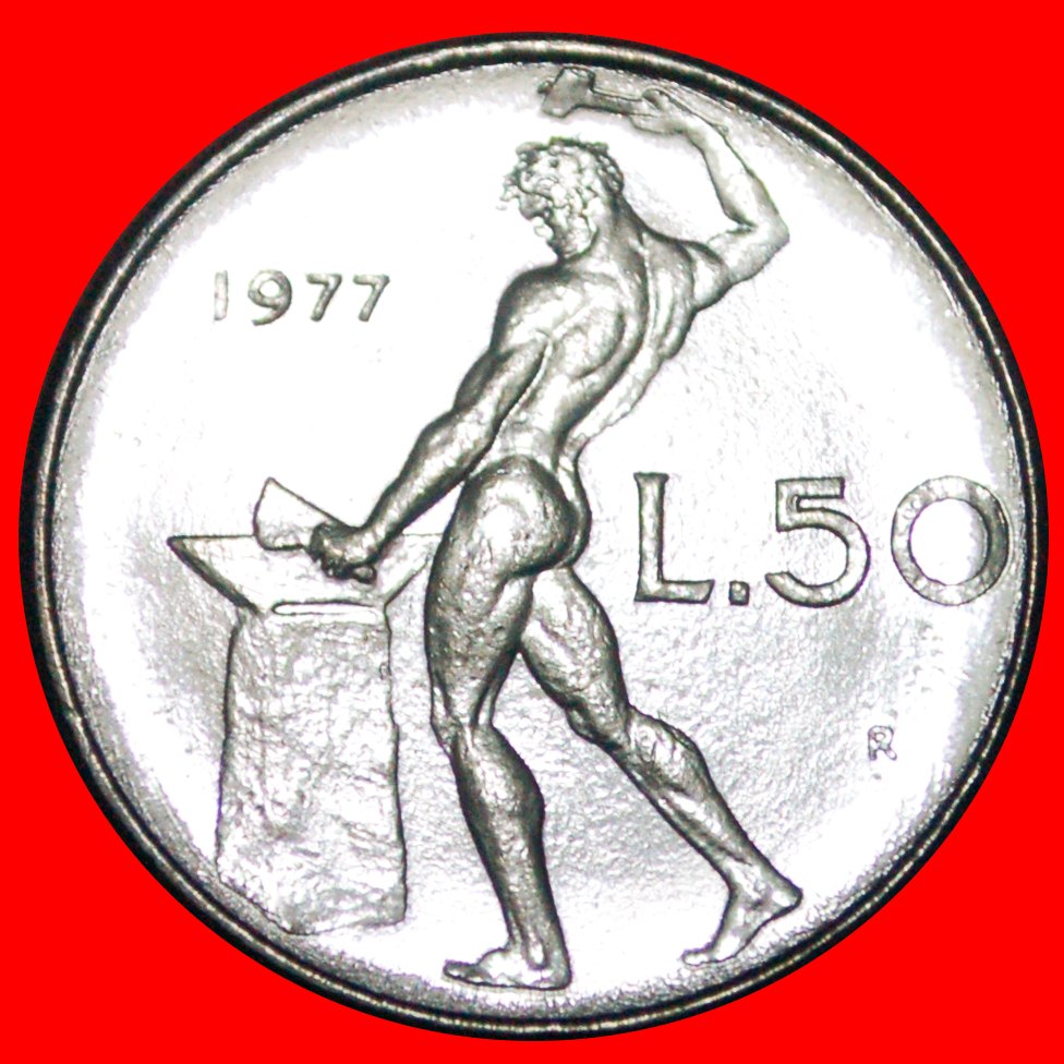 * VULCAN (1954-1989): ITALY ★ 50 LIRAS 1977R UNC MINT LUSTRE! LOW START ★ NO RESERVE!