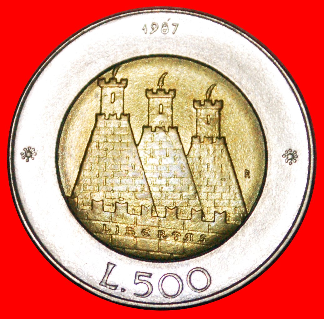 * PRÄGUNG 1972-1987 BIMETALLISCH: SAN MARINO ★ 500 LIRE 1987R STG STEMPELGLANZ! OHNE VORBEHALT!