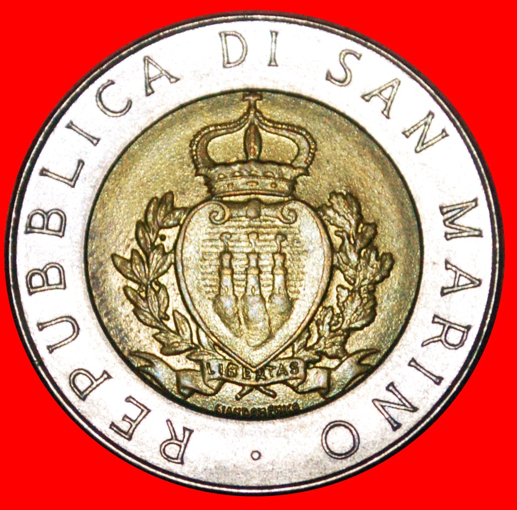  * PRÄGUNG 1972-1987 BIMETALLISCH: SAN MARINO ★ 500 LIRE 1987R STG STEMPELGLANZ! OHNE VORBEHALT!   