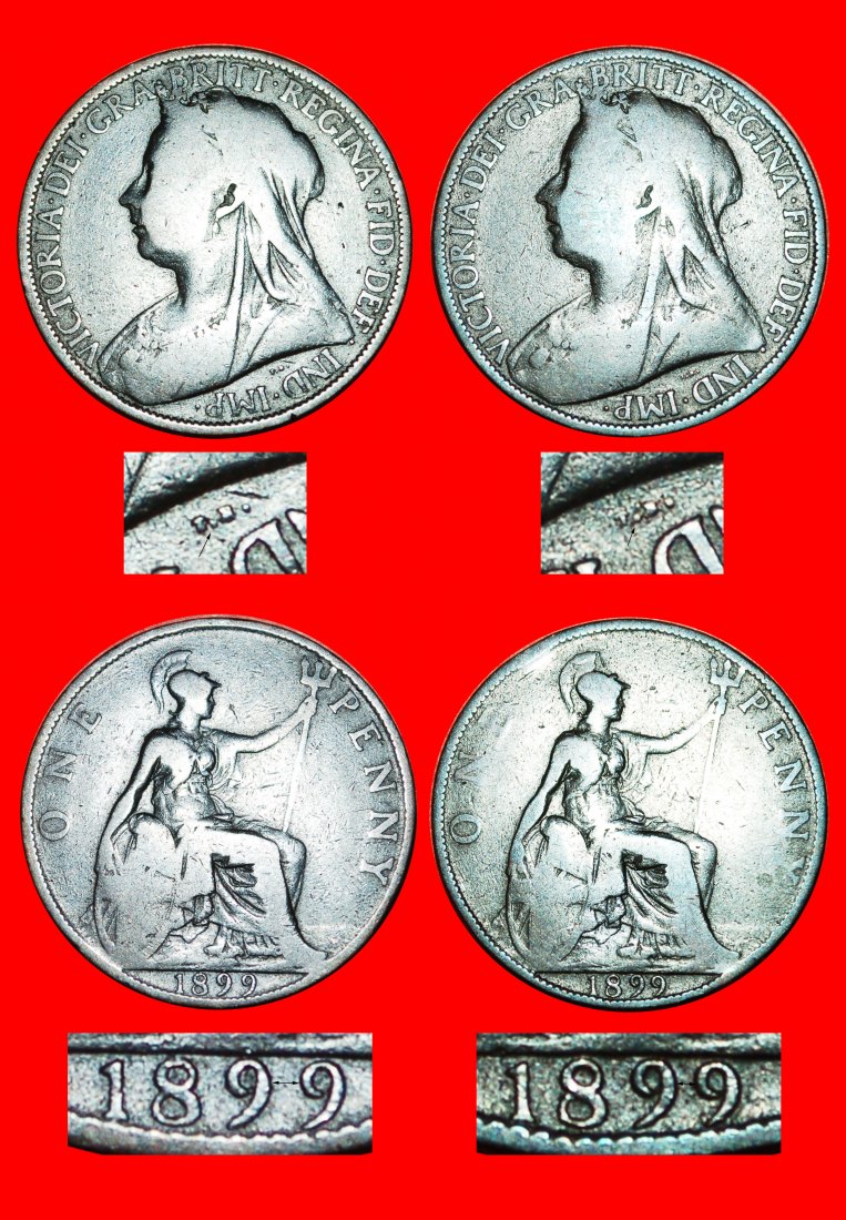  Ⰶ MISTRESS OF THE SEAS (1895-1901): UNITED KINGDOM ★ PENNY 1899 TWO TYPES! LOW START ★ NO RESERVE!   