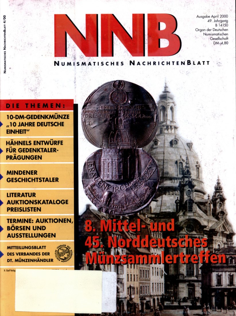  (NNB) Numismatisches Nachrichtenblatt 04/2000 Gedenktalerprägungen Tod Friedrich August II. Sachsen   