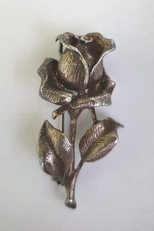 Brosche - Rose - Silber