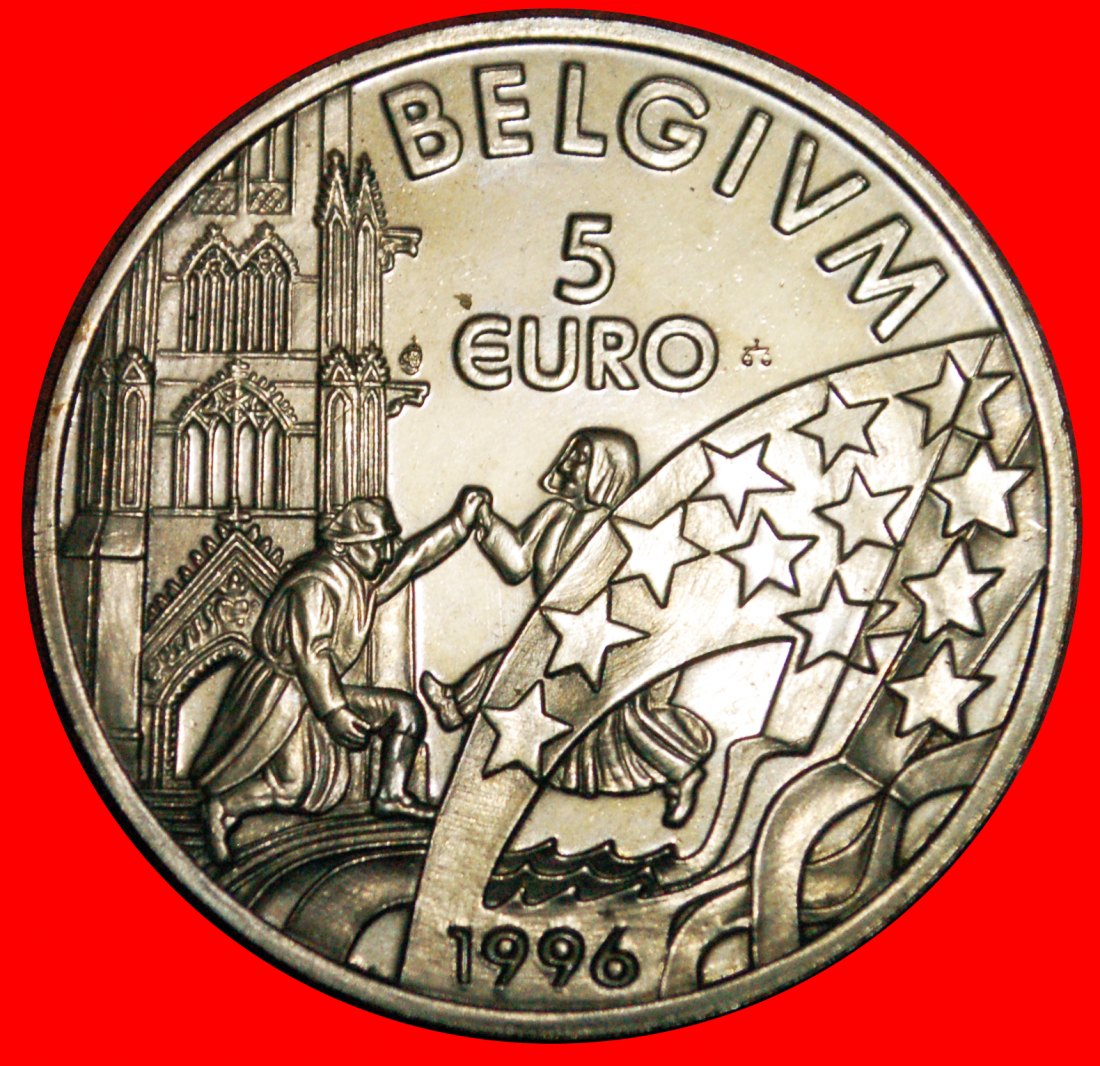  * LATEINISCHE LEGENDE: BELGIEN ★5 EURO 1996 STEMPELDREHUNG 0°! STG STEMPELGLANZ ★ OHNE VORBEHALT!   