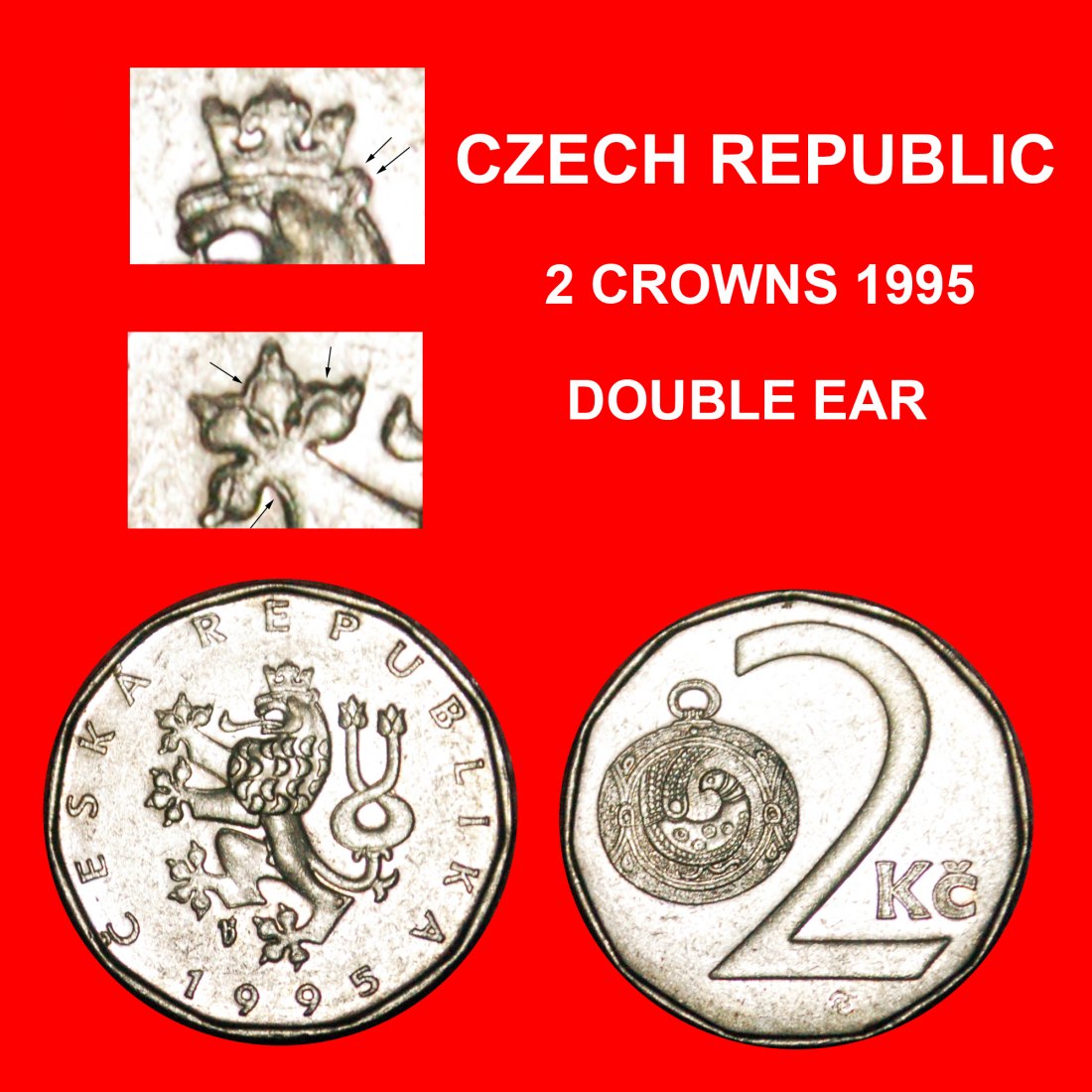 * BIRD (1993-2021): CZECH REPUBLIC ★ 2 CROWNS 1995 MINT LUSTRE! UNPUBLISHED! LOW START ★ NO RESERVE!
