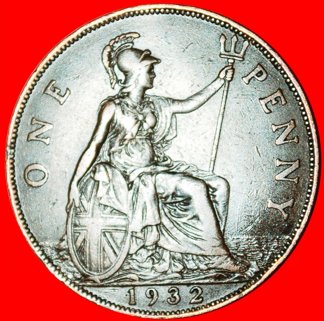 * MISTRESS OF SEAS: UNITED KINGDOM PENNY 1932! SCARE! GREAT BRITAIN LOW START ★ NO RESERVE!