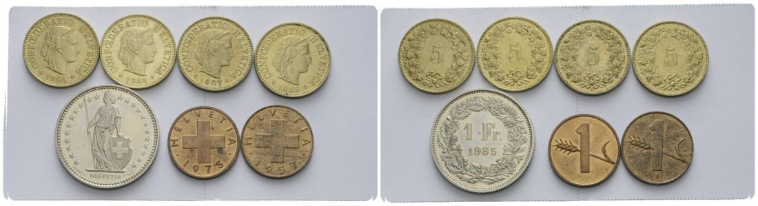  Schweiz, 7 Kleinmünzen   