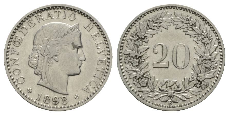  Schweiz, 20 Rappen 1893   