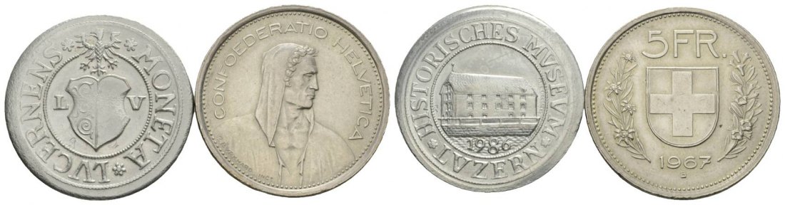  Schweiz, 2 Kleinmünzen 1986/1967   