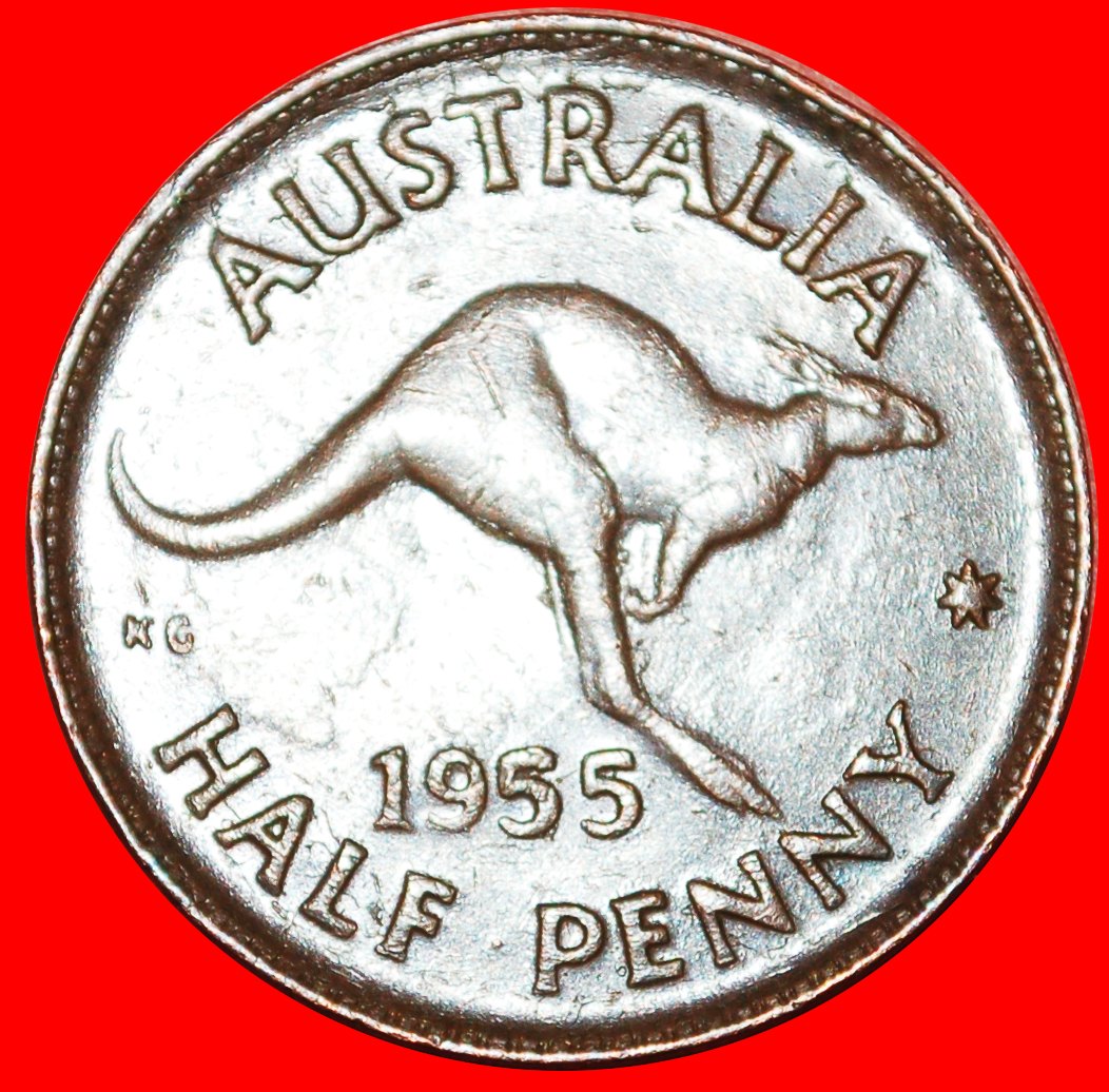  * KÄNGURU RECHT: AUSTRALIEN ★ 1/2 PENNY 1955 PERTH! OHNE VORBEHALT!   