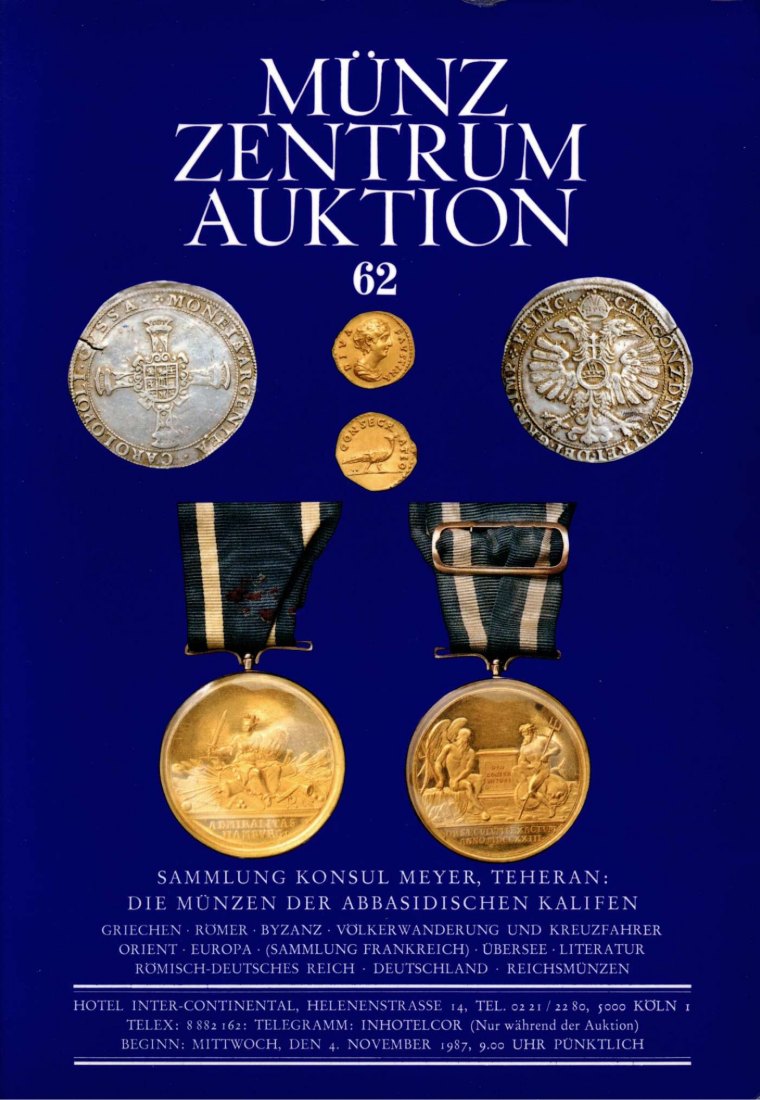  Münzzentrum (Köln) Auktion 62 (1987) Münzen der Abbasidischen Kalifen / Slg. Gegenstempel auf Münzen   