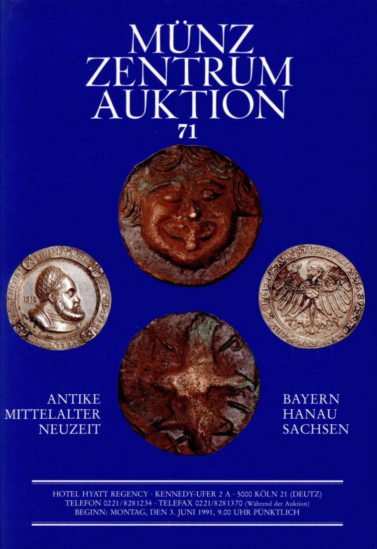  Münzzentrum (Köln) Auktion 71 (1991) Sammlungen Hanau ,Bayern ,Sachsen ua   