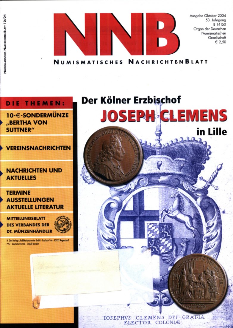  (NNB) Numismatisches Nachrichtenblatt 10/2004 Der Kölner Erzbischof Joseph Clemens v Bayern in Lille   