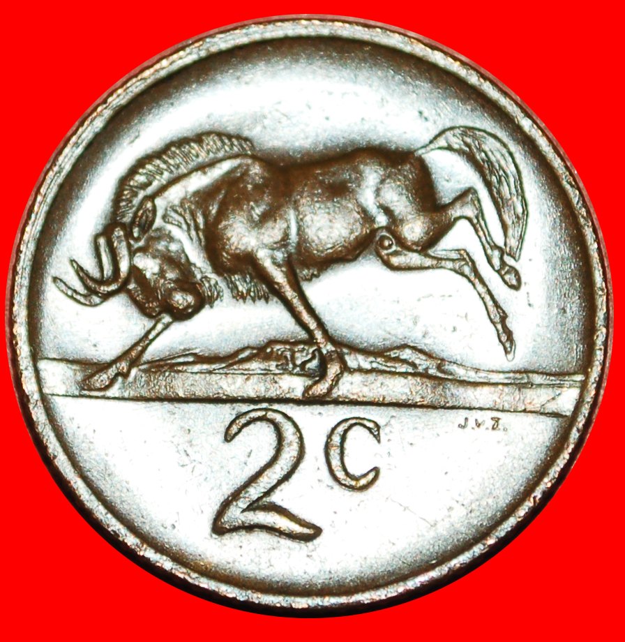  * WILDEBEEST: SOUTH AFRICA ★ 2 CENTS 1976 Fouche (1968-1975)! LOW START ★ NO RESERVE!   