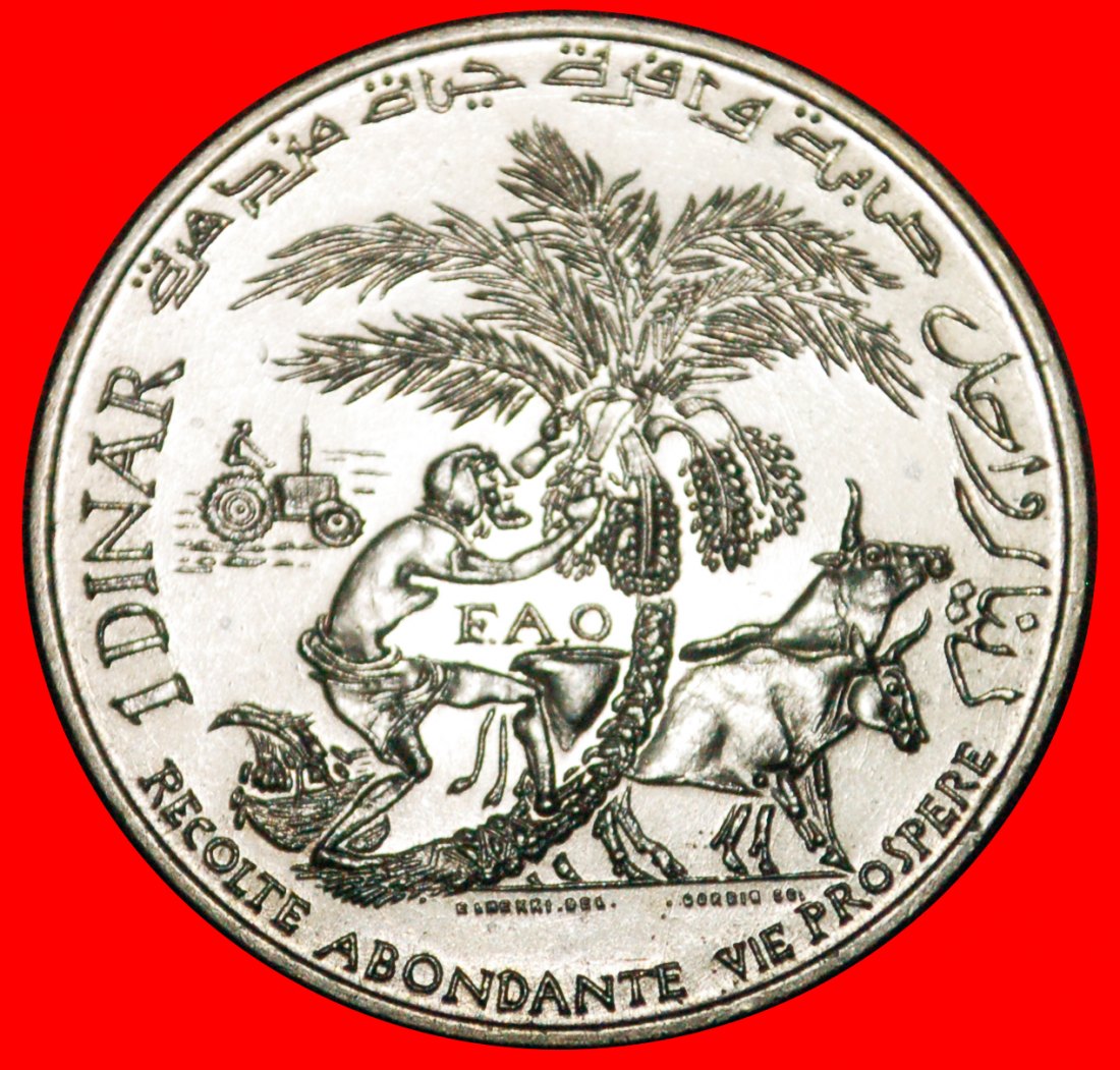  * FRANCE: TUNISIA ★ 1 DINAR 1970 SILVER FAO MINT LUSTRE UNCOMMON! LOW START ★ NO RESERVE!   