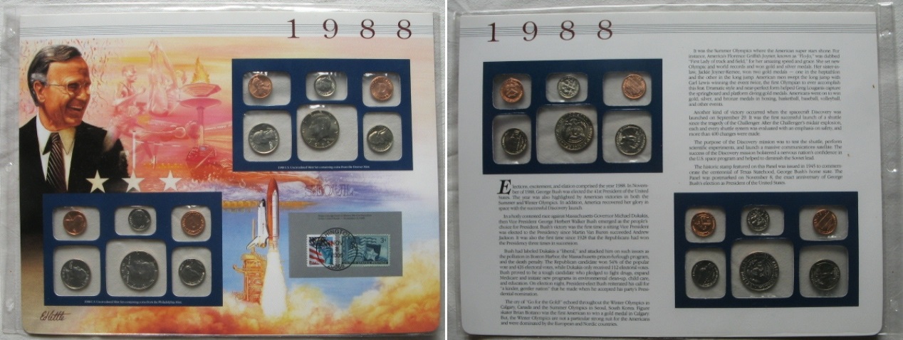 1988, US, mints set, Pfiladelphia & Denver Mint   