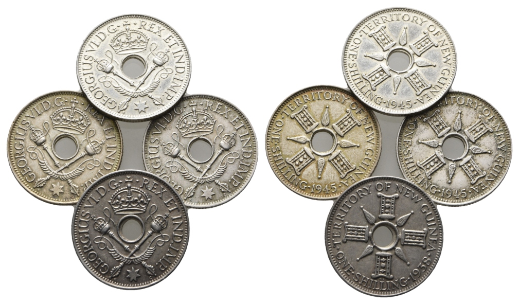  Neu Guiena; 4 Kleinmünzen 1938/1945   