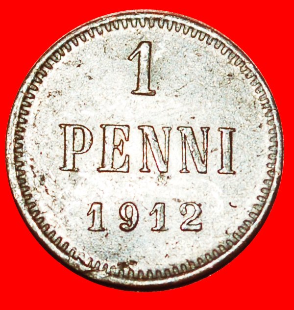* NIKOLAUS II. (1894-1917): FINNLAND (russland, künftig die UdSSR) ★ 1 PENNY 1912! OHNE VORBEHALT!